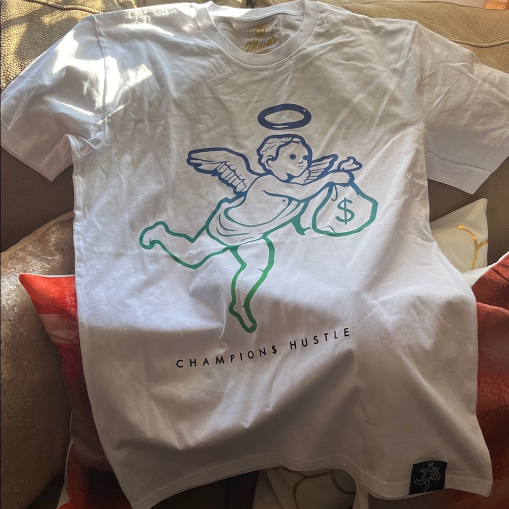 Hastamuerte Mitchell & Ness White T-Shirt with Angel Graphic